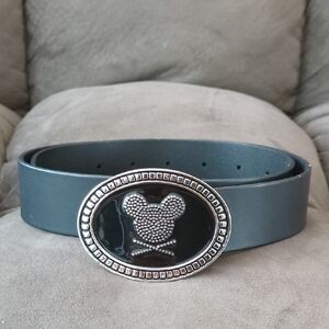 Vintage Uniqlo Disney Mickey Mouse Black Belt with Buckle